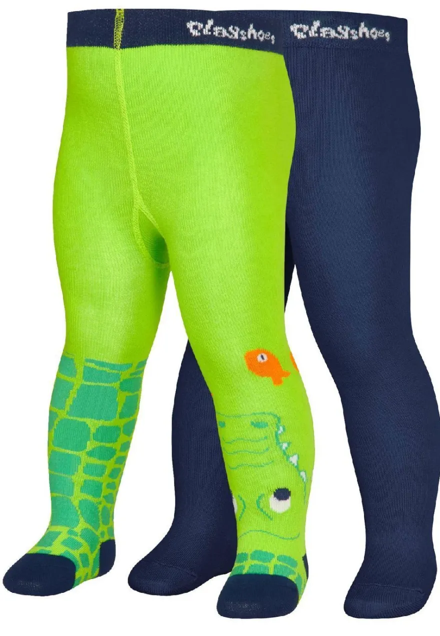 Playshoes Kinder Strumpfhose Krokodil (2er Set) Grün/Marine