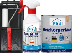 plid® Heizkörperlack wässrig Weiß + Anlauger & Lackierset hitzebeständig 120°
