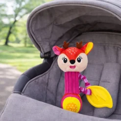 Plüsch-Hirschrassel mit Beißring und Quietscher für Babys