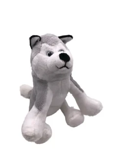 Plüschtier Kuscheltier Stoff Tier Husky Hund sitzend blaue Augen 15 cm