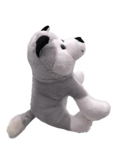 Plüschtier Kuscheltier Stoff Tier Husky Hund sitzend blaue Augen 15 cm