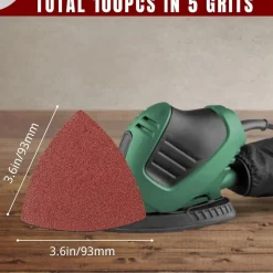 PMIQSA Deltaschleifer Schleifpapier Dreieck 93mm Klett 150 Körnung, 100 Stück