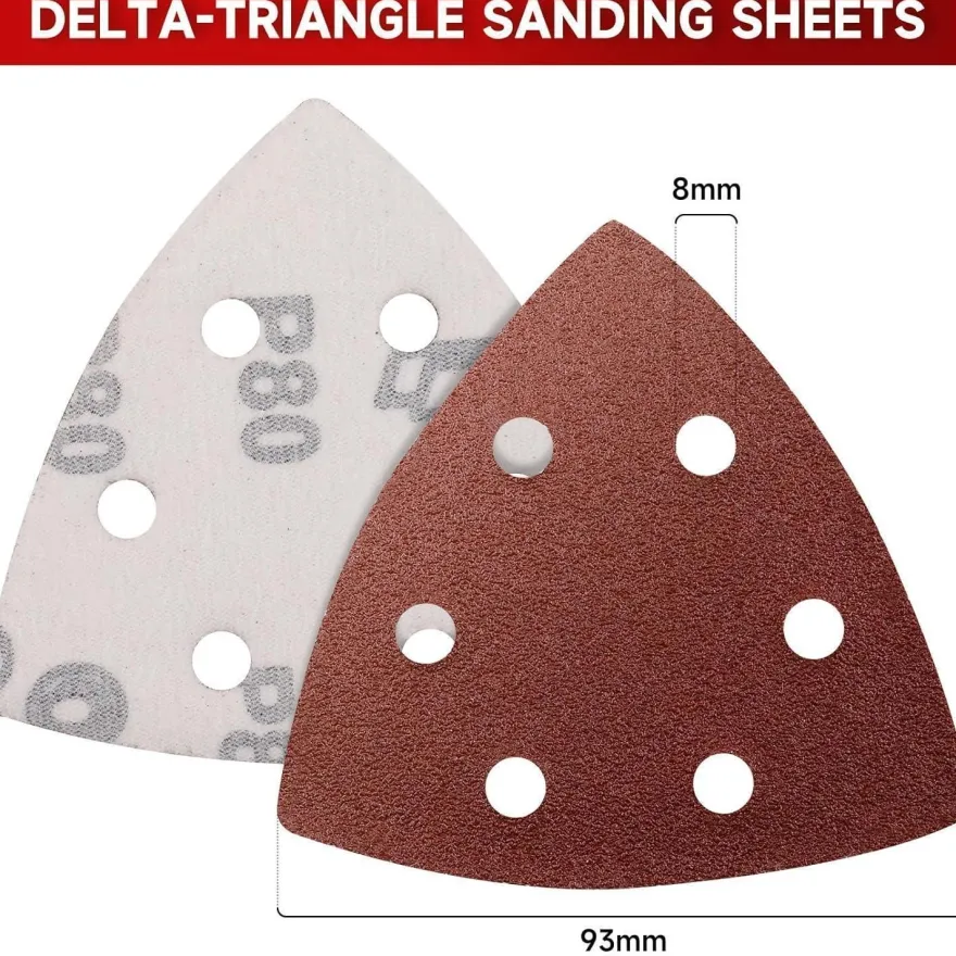 PMIQSA Deltaschleifer Schleifpapier 100 Stück, 400 Körnung, Klett, 93x93x93mm