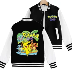 Pokemon Ball Pikachu Baseballjacke Squirtle Student Bomberjacke Kinder Preppy Jacke