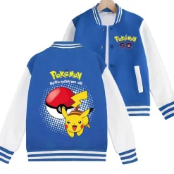 Pokemon Ball Pikachu Baseballjacke Squirtle Student Bomberjacke Kinder Preppy Jacke