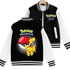 Pokemon Ball Pikachu Baseballjacke Squirtle Student Bomberjacke Kinder Preppy Jacke