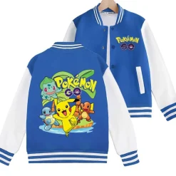 Pokemon Ball Pikachu Baseballjacke Squirtle Student Bomberjacke Kinder Preppy Jacke