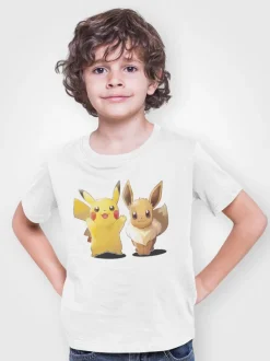 Pokemon Evoli Pikachu Pika Bio Kinder T-Shirt Jungen Comic Shirt Kids Anime