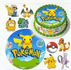 Pokemon Pokeball Pikachu Essbar Zuckermasse Tortenbild Tortenaufleger + 4 Muffin