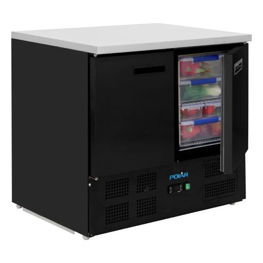 Polar G-Series Doppel Tür Kühlschrank Theke Schwarz 257Ltr