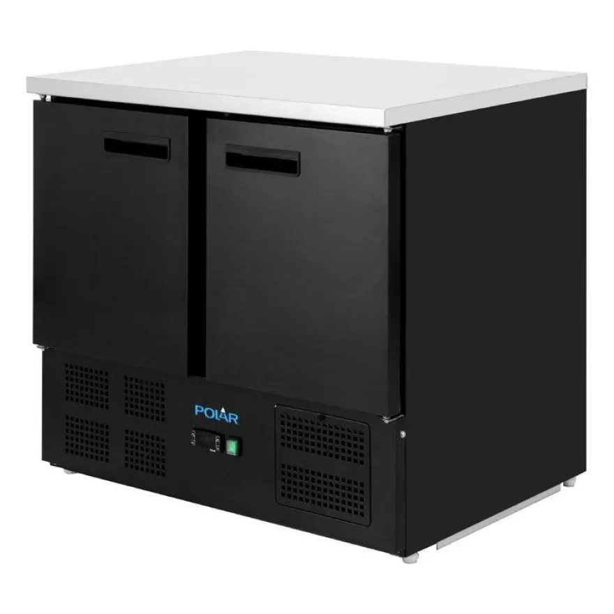 Polar G-Series Doppel Tür Kühlschrank Theke Schwarz 257Ltr