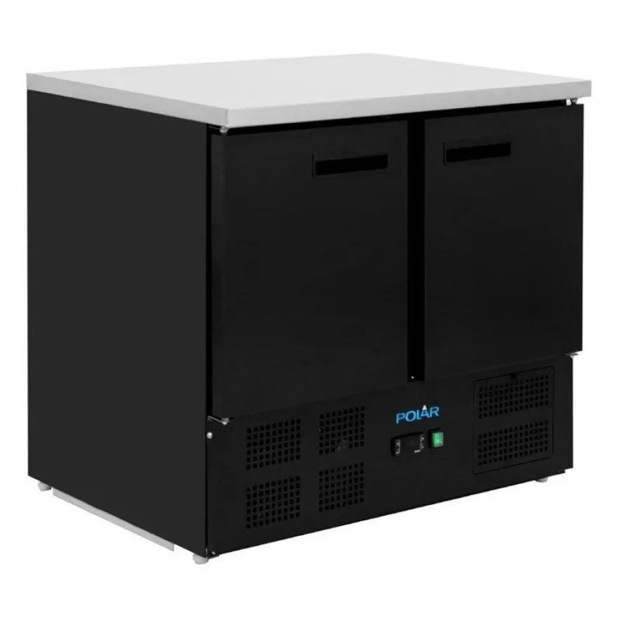 Polar G-Series Doppel Tür Kühlschrank Theke Schwarz 257Ltr