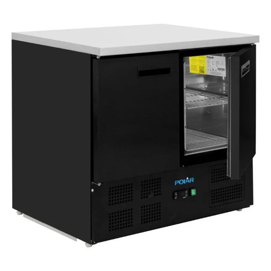 Polar G-Series Doppel Tür Kühlschrank Theke Schwarz 257Ltr