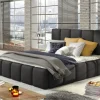 Polsterbett Doppelbett VERONA Set 1 Kunstleder Schwarz 180x200cm
