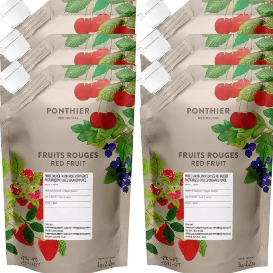 Ponthier Rote Früchte Fruchtpüree 6x 1kg Premium Beerenpüree 90% Frankreich Serbien