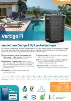 Poolex Vertigo Fi2 Poolheizung Wärmepumpe 7,5kW Vertikal PC-VGO075N2
