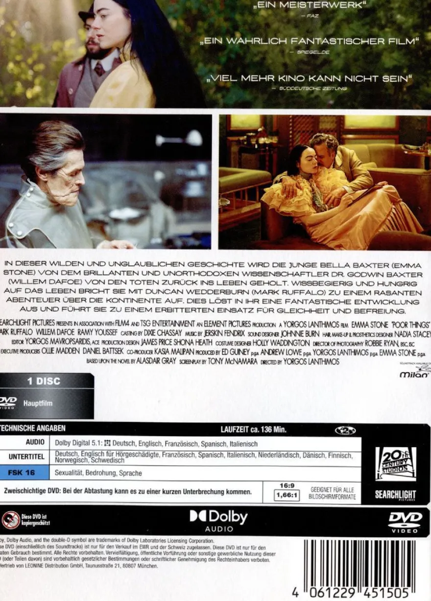 Poor Things (DVD) Min: 136/DD5.1/WS - Sony Music - (DVD Vide