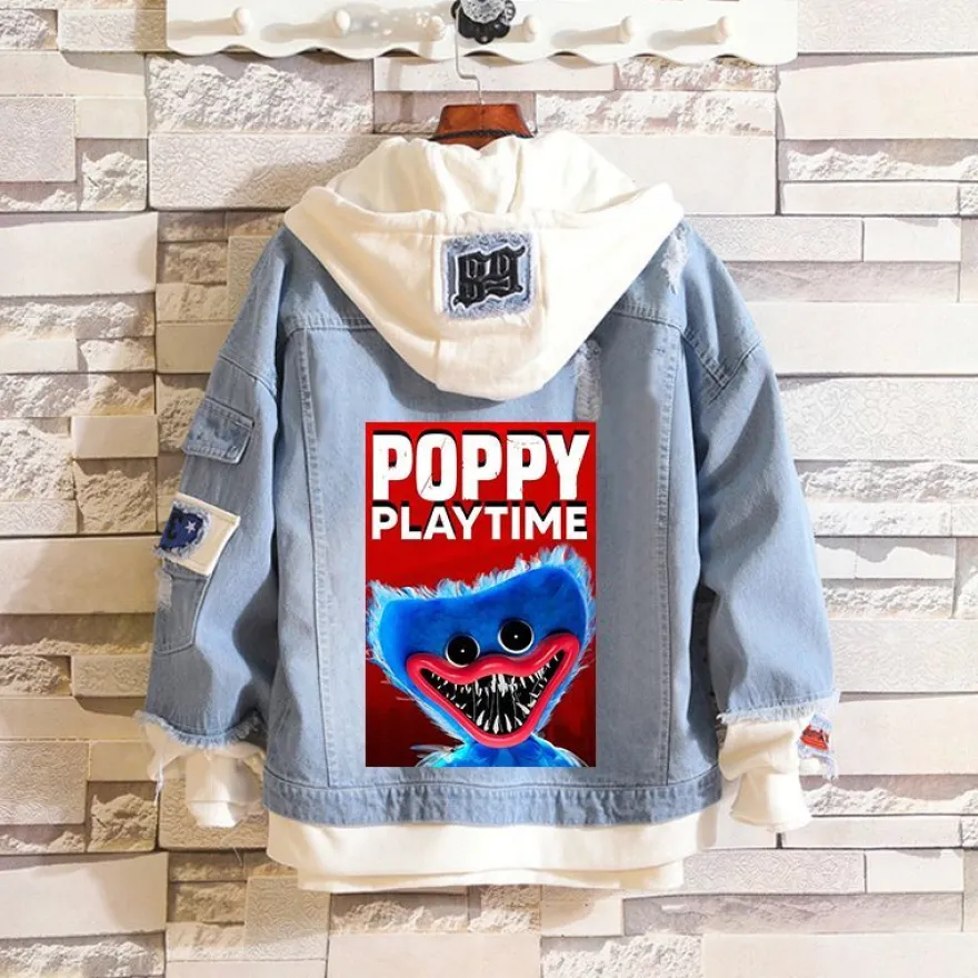 Poppy Playtime Merch Kapuze Sweatshirt Huggy Wuggy Kissy Missy Hoodie Jeansjacke