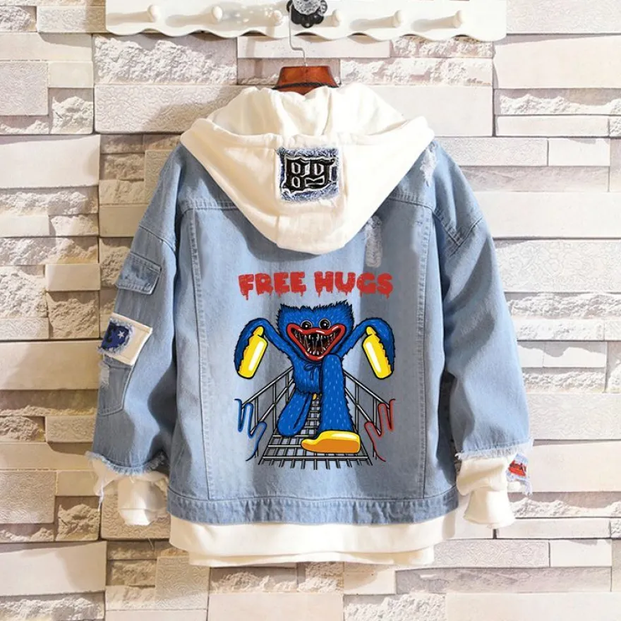 Poppy Playtime Merch Kapuze Sweatshirt Huggy Wuggy Kissy Missy Hoodie Jeansjacke