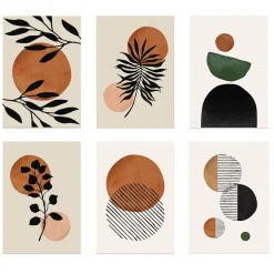 Poster Boho Blumen Zweige und Abstrakte Formen als Deko Print ohne Rahmen