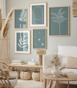 Poster Boho Modern Minimalistisch · Linien Sterne Sonne Bogen Palme Blatt · W
