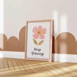 Poster Kinderzimmer Blume · Keep Growing Spruch · Liebevolle Deko mit Botscha