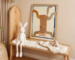 Poster Kinderzimmer Tier · Gepunkteter Leopard Kopfstand · Lustiges Wandbild