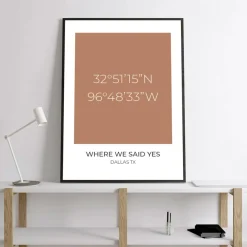 Poster Koordinaten Personalisiert mit besonderem Wunschort und Wunschfarbe al