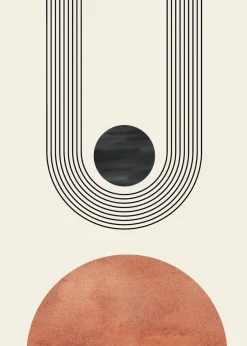 Poster Mid Century Moderne Wandkunst Dekoration · Boho Stil · Orange · Schwar