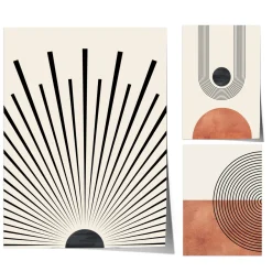 Poster Mid Century Moderne Wandkunst Dekoration · Boho Stil · Orange · Schwar