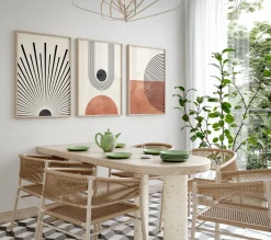 Poster Mid Century Moderne Wandkunst Dekoration · Boho Stil · Orange · Schwar