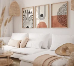 Poster Mid Century Moderne Wandkunst Dekoration · Boho Stil · Orange · Schwar