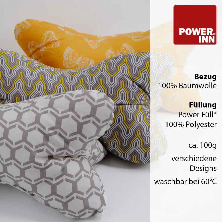 POWER INN® Leseknochen | Gelb | Nackenkissen | Reisekissen