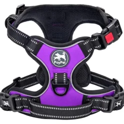 PoyPet Reflektierendes Hundegeschirr, Front-Clip, Violett, Größe S