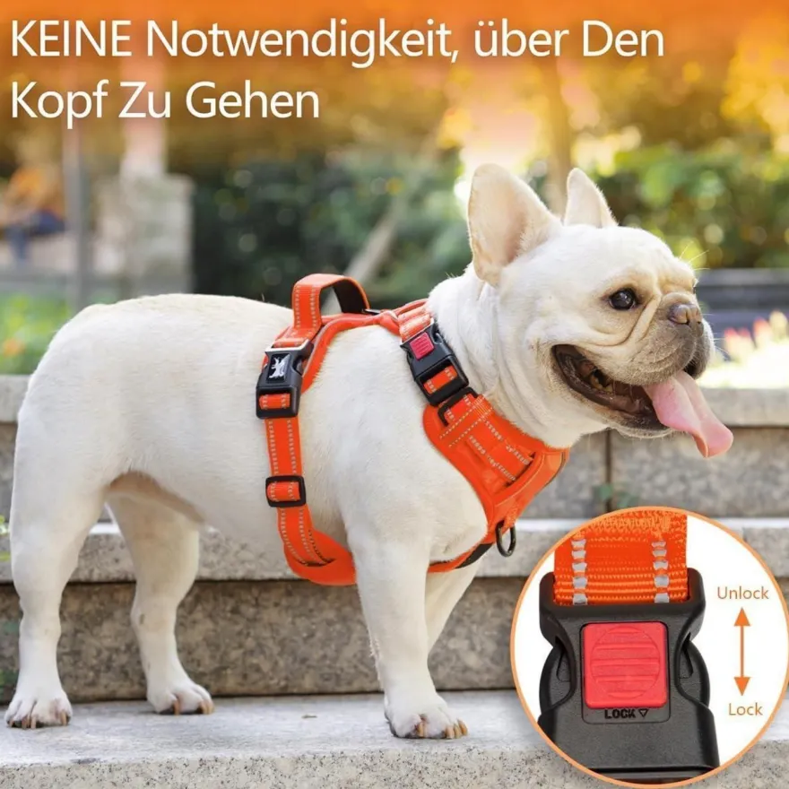 PoyPet Reflektierendes Hundegeschirr ohne Ziehen, weich gepolstert, mit Griff