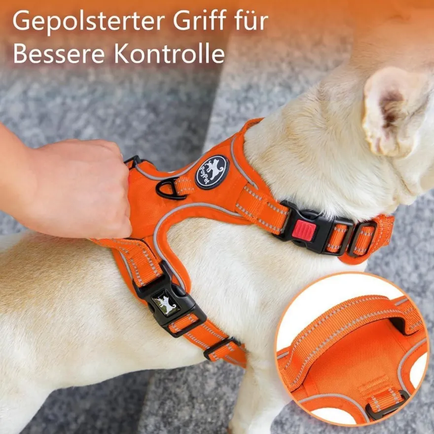 PoyPet Reflektierendes Hundegeschirr ohne Ziehen, weich gepolstert, mit Griff