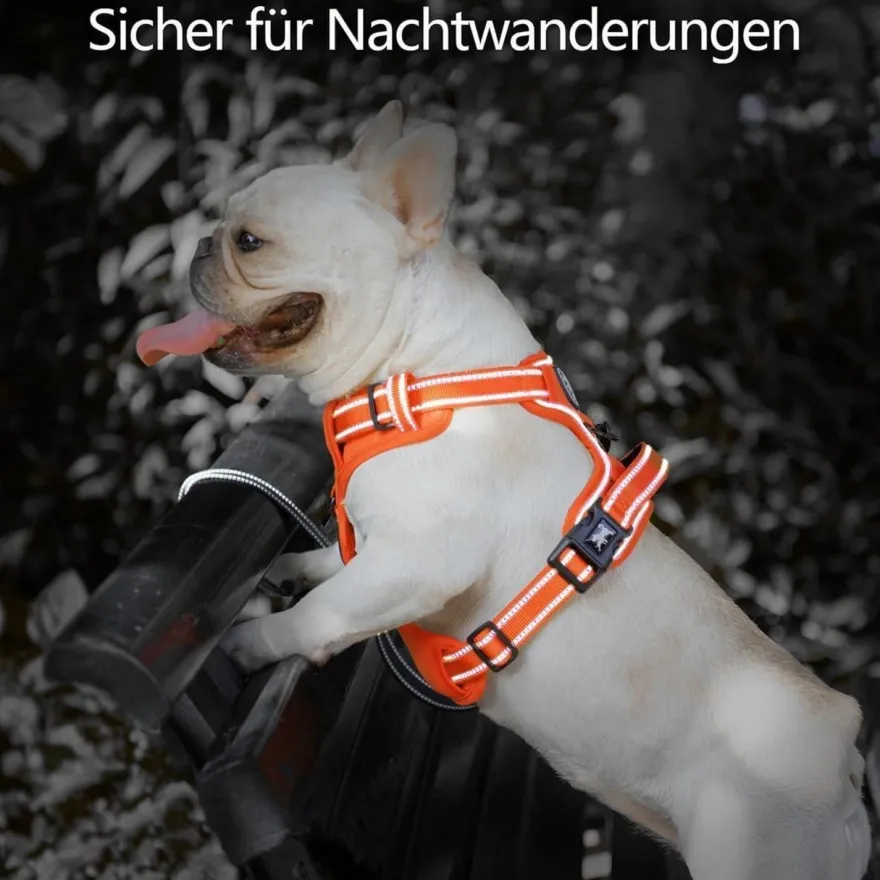 PoyPet Reflektierendes Hundegeschirr ohne Ziehen, weich gepolstert, mit Griff