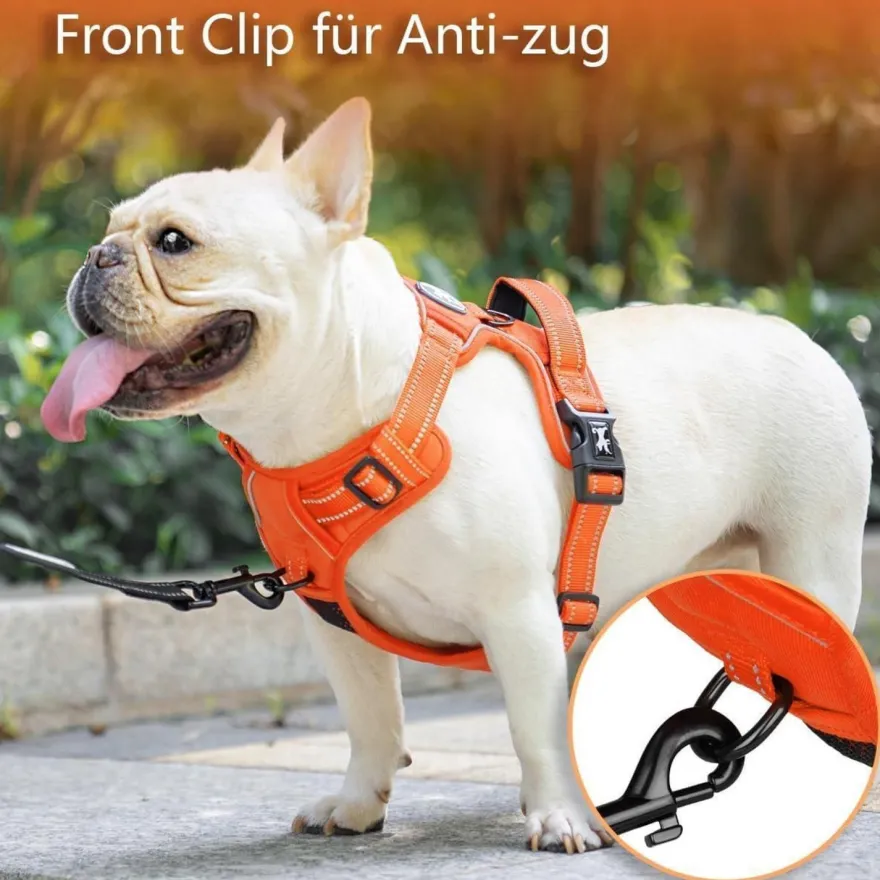 PoyPet Reflektierendes Hundegeschirr ohne Ziehen, weich gepolstert, mit Griff