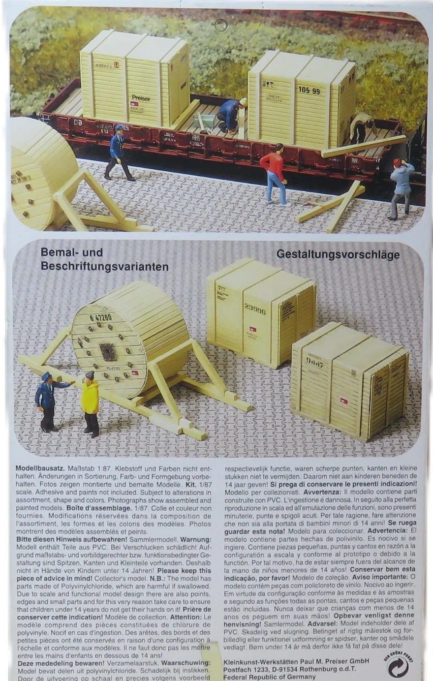 Preiser 17114 - Kabelrollen - Transportkisten - Bausatz - 1:87 - Originalverpackung
