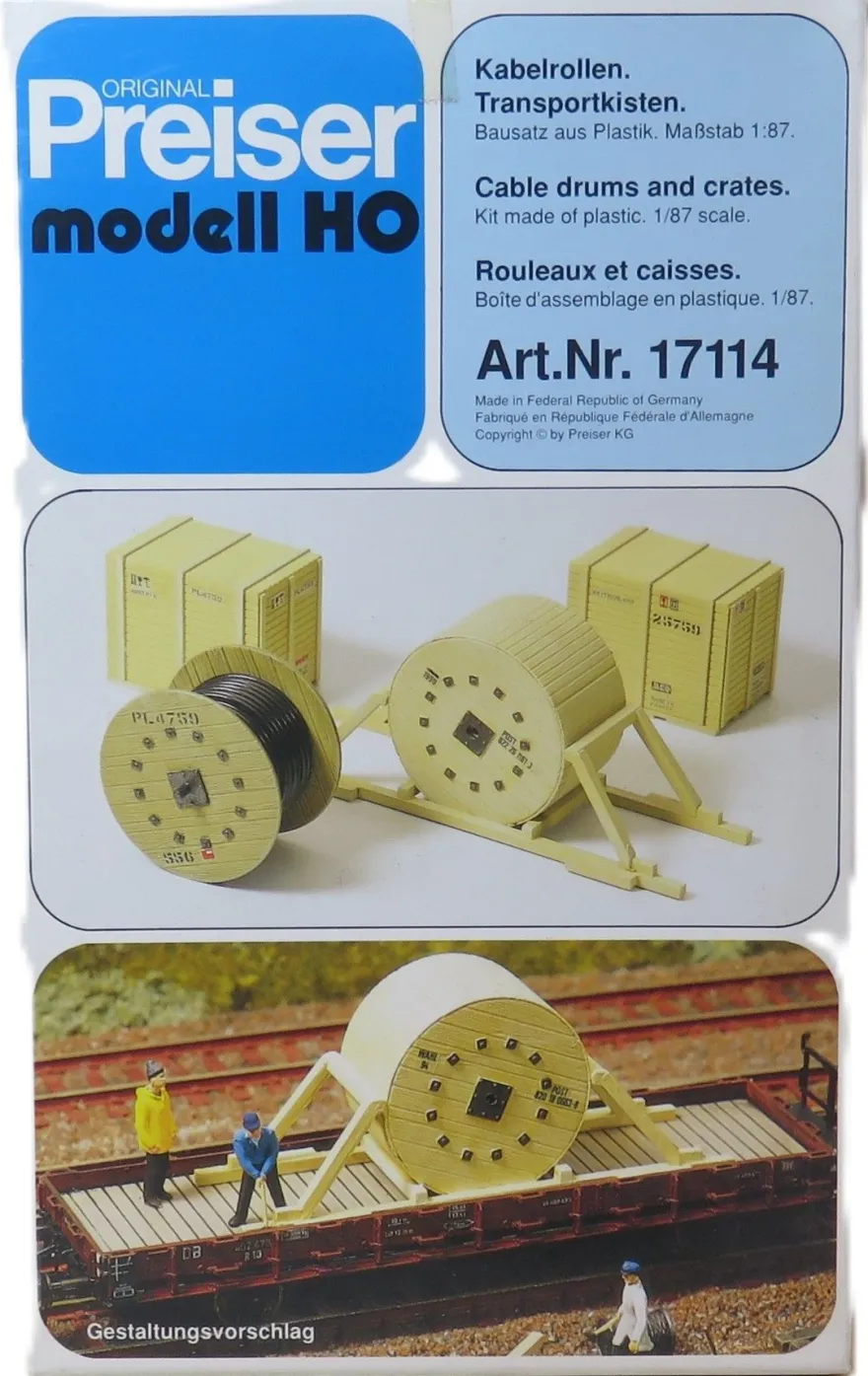 Preiser 17114 - Kabelrollen - Transportkisten - Bausatz - 1:87 - Originalverpackung