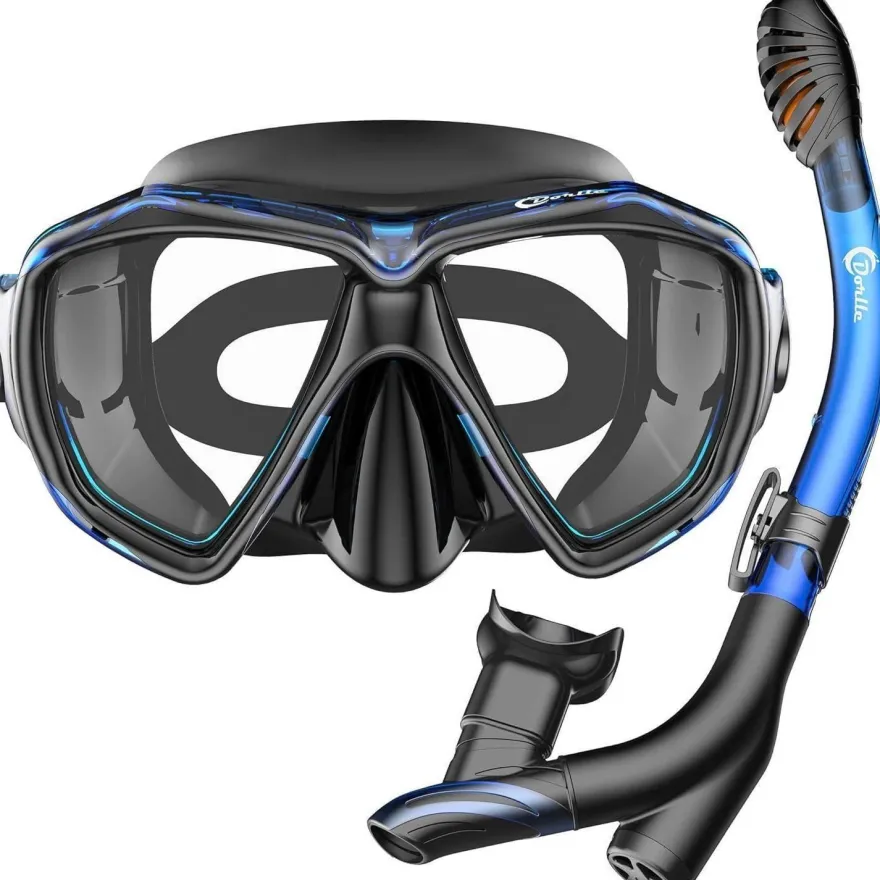Premium Schnorchelset mit Taucherbrille - wasserdichtes Anti-Fog Glas - Dry