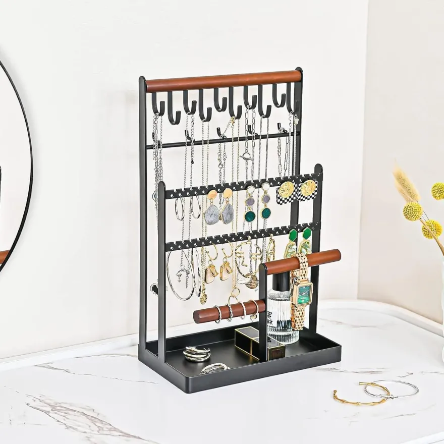 ProCase Schmuckständer 6 Tier Jewelry Organizer Schwarz metalle Holz