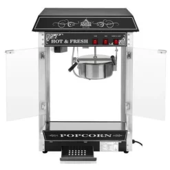 Professionelle, effiziente und einstellbare Popcornmaschine, 230 V, 1,6 kW, schwarz