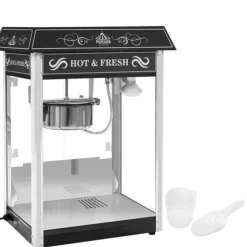 Professionelle, effiziente und einstellbare Popcornmaschine, 230 V, 1,6 kW, schwarz