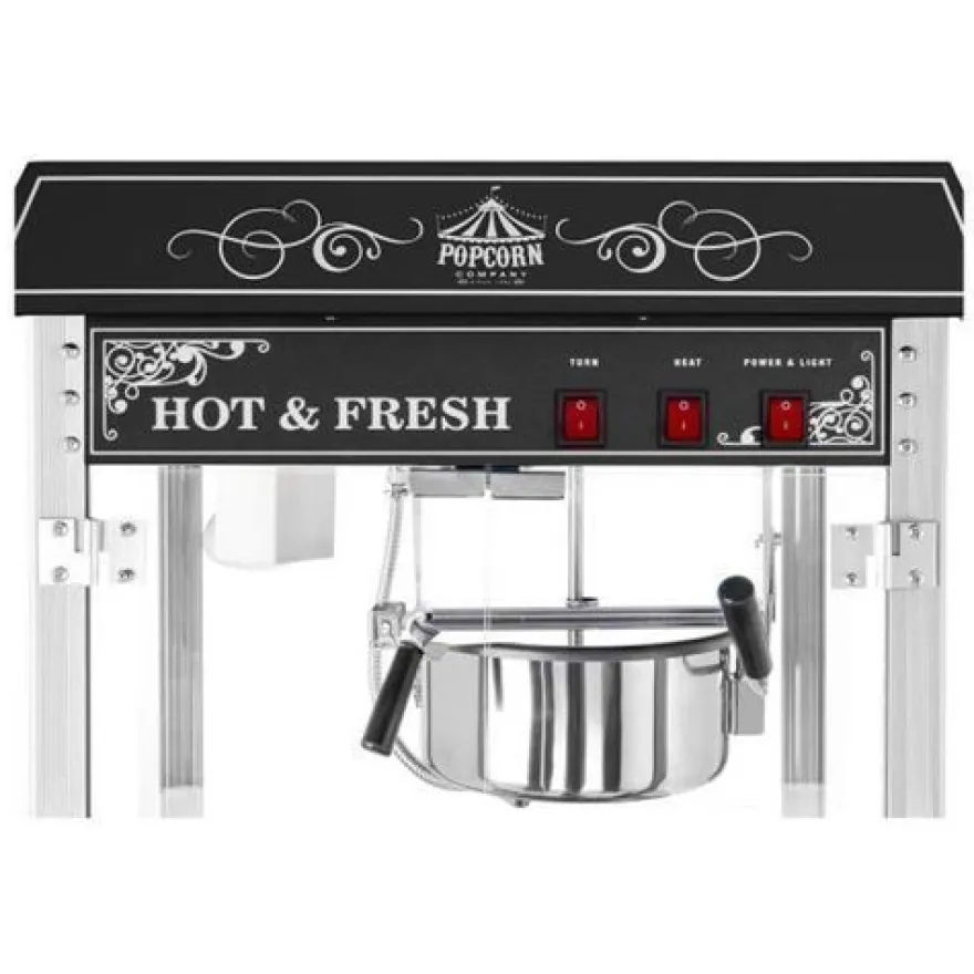 Professionelle, effiziente und einstellbare Popcornmaschine, 230 V, 1,6 kW, schwarz