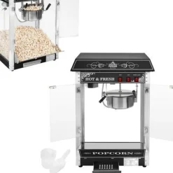 Professionelle, effiziente und einstellbare Popcornmaschine, 230 V, 1,6 kW, schwarz