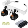Profi LED Stirnlupe Kopflupe Lupenbrille Mit Licht Lupe Brillenlupe WS