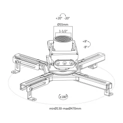 Projektorhalterung Einstellmöglichkeiten Universal Deckenhalterung Stahl 35kg