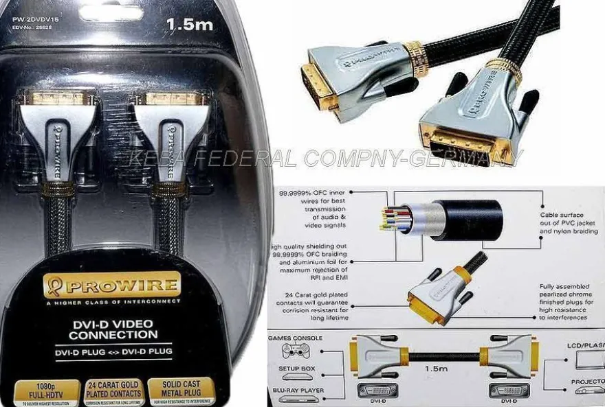 Prowire PW2DVDV15 DVi-D auf DVi-D Plug Video Kabel 24K Gold 1080p FULL HD TV 31