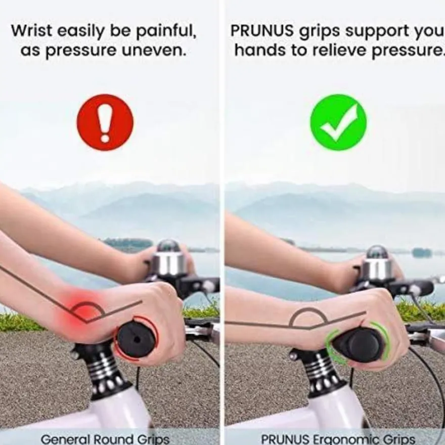 PRUNUS Ergonomische Fahrradgriffe Lang/Kurz (125mm+92mm) für
